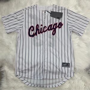 Chicago men’s White Pinstripe Baseball Jersey